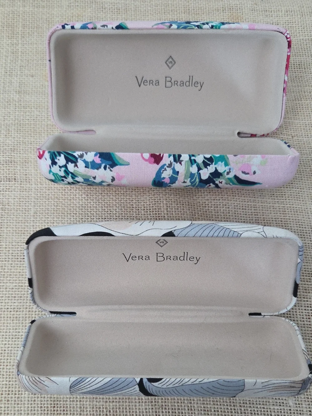 Set Of 2 Vera Bradley Floral Fabric Print Hardshell Sunglasses Cases